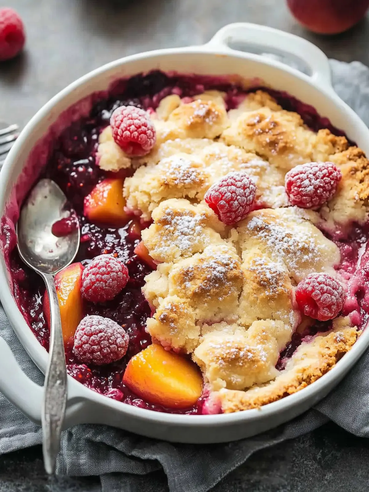 Easy Peach and Raspberry Cobbler
