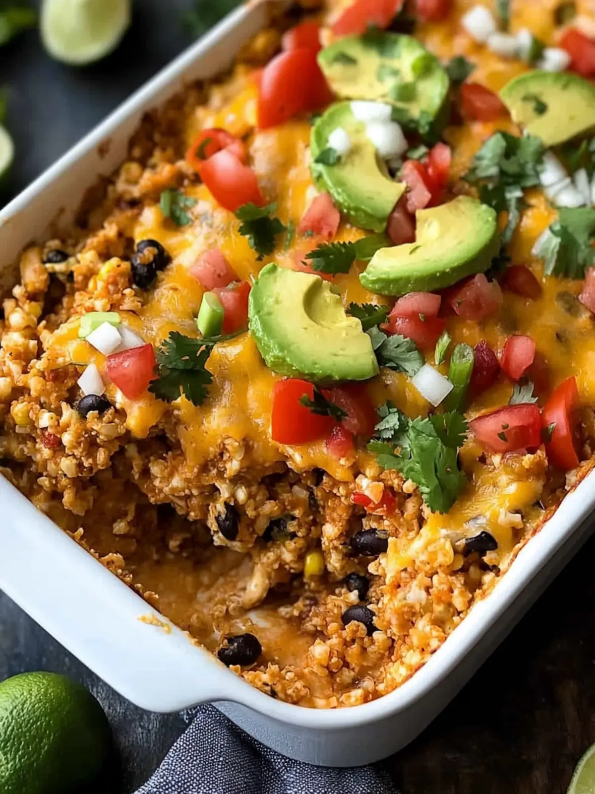 Taco Cauliflower Rice Casserole