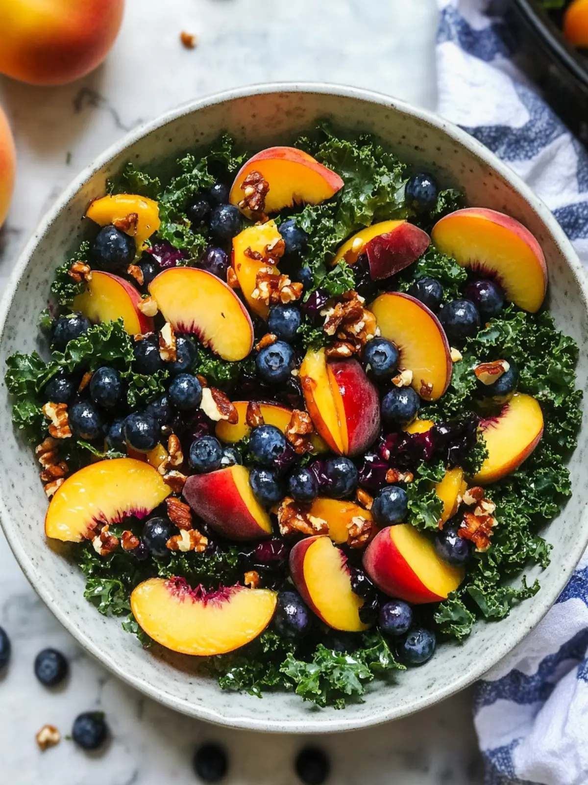 Summer Peach Blueberry Kale Salad