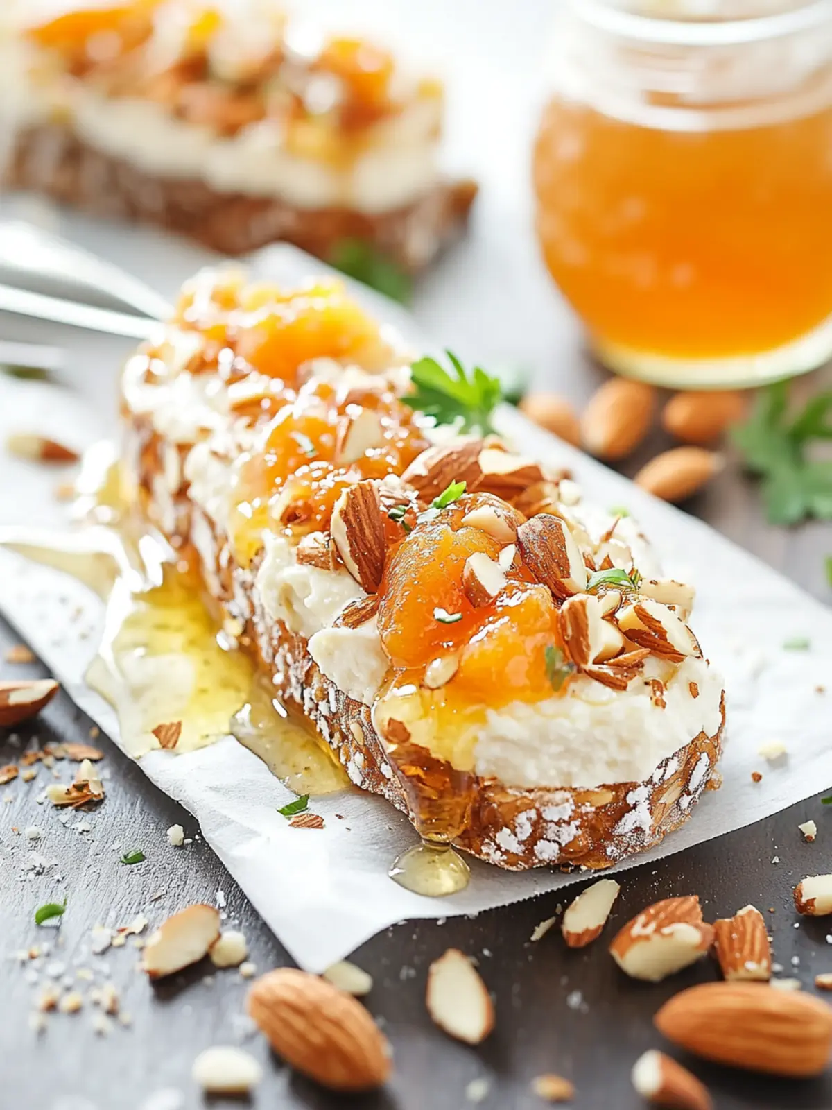 Goat Cheese Spread with Honey, Apricot, and Almonds