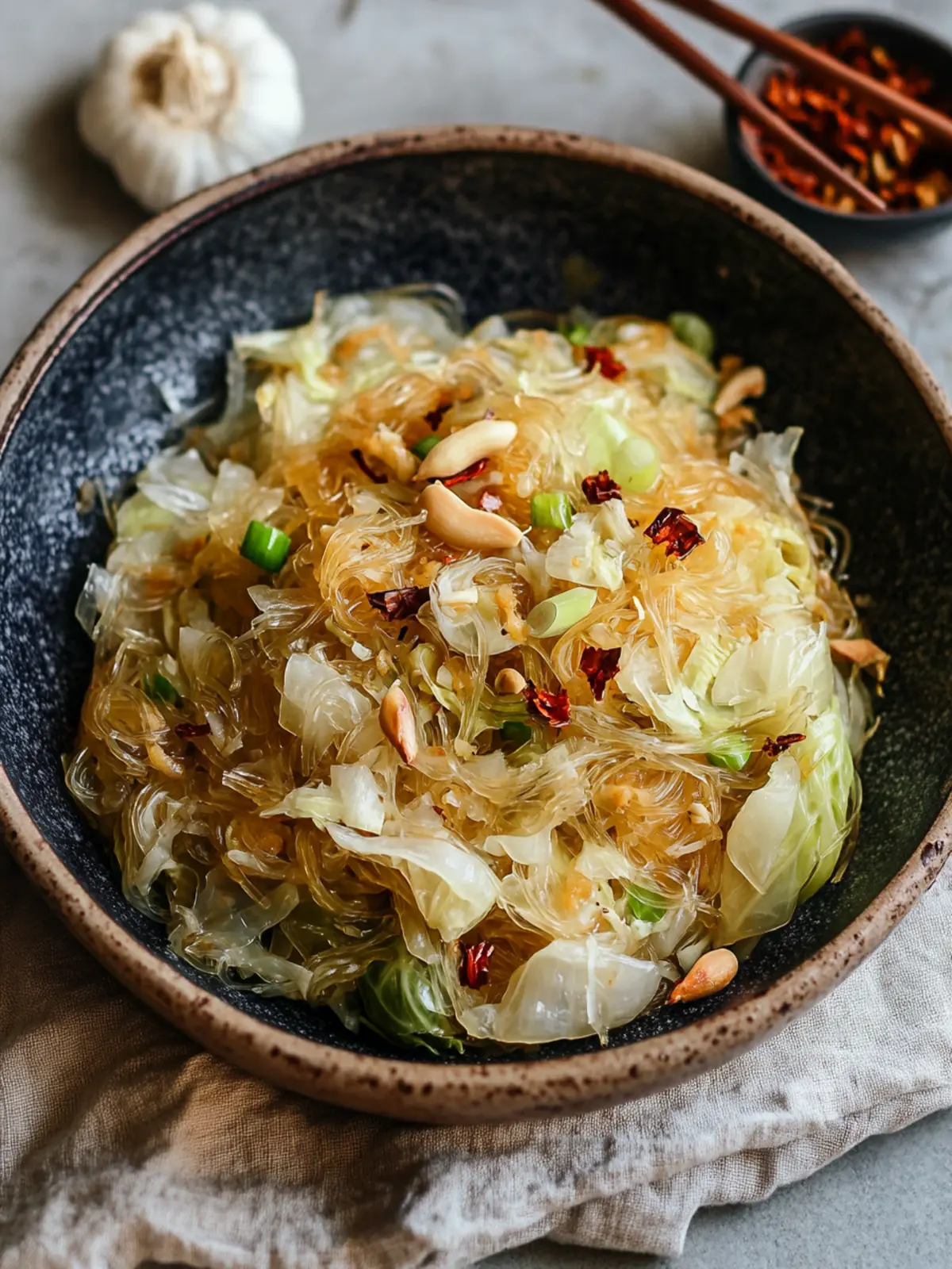 Cabbage and Glass Noodle Stir-Fry