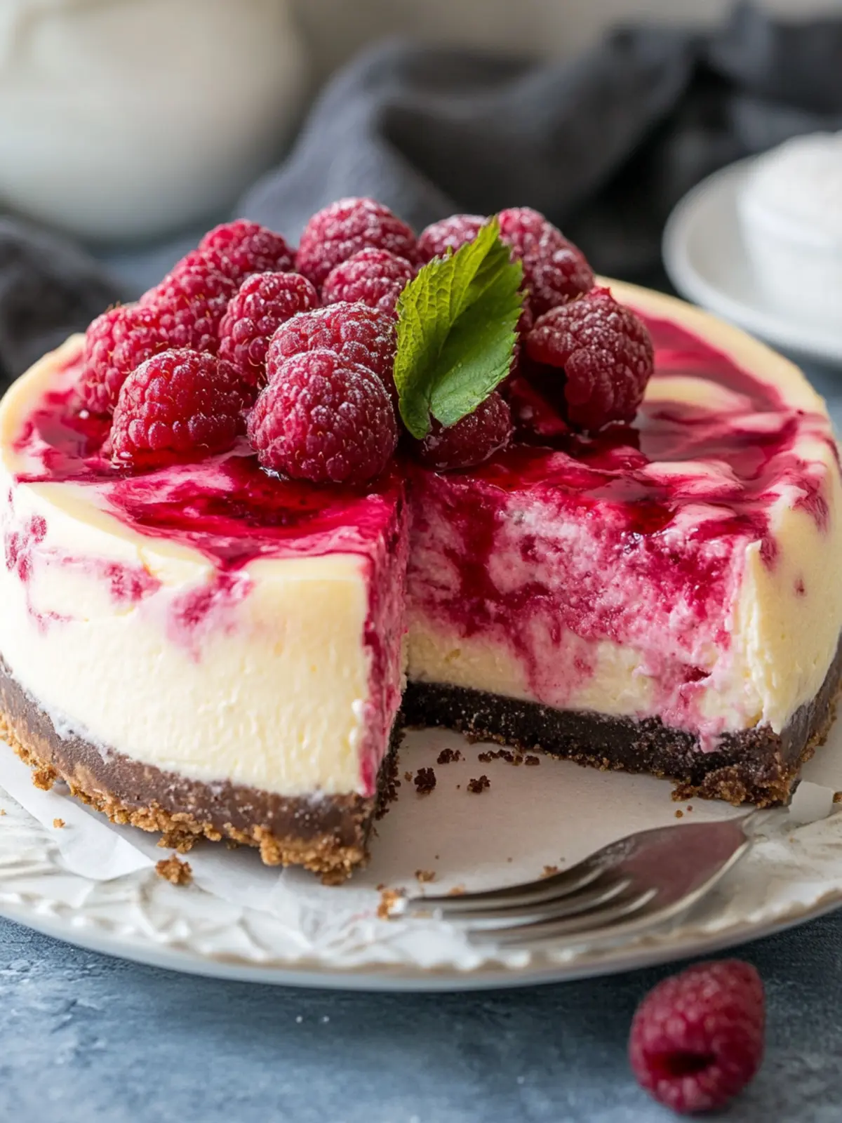 White Chocolate Raspberry Cheesecake