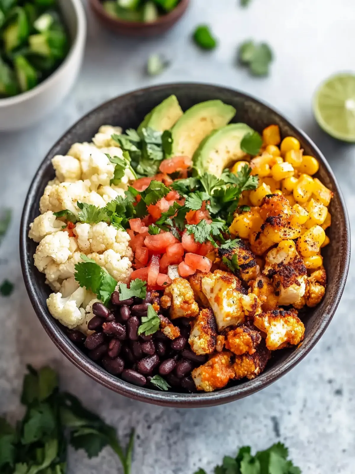 Vegetarian Roasted Cauliflower Burrito Bowl