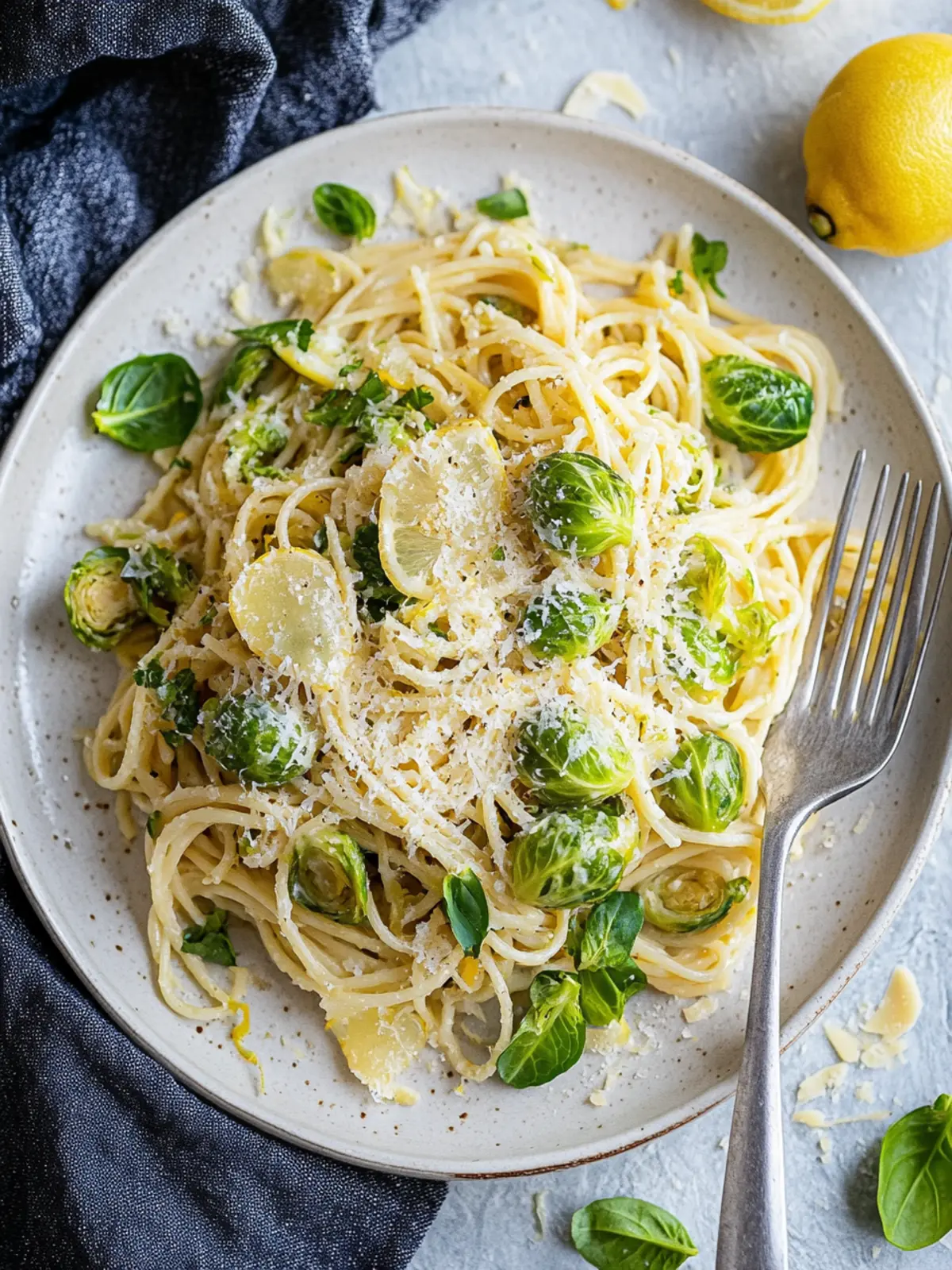 Lemon Parmesan Brussels Sprout Pasta