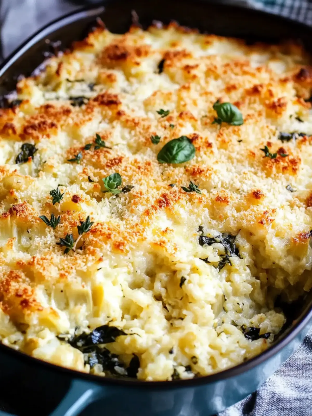 Cauliflower Rice Spinach Artichoke Casserole