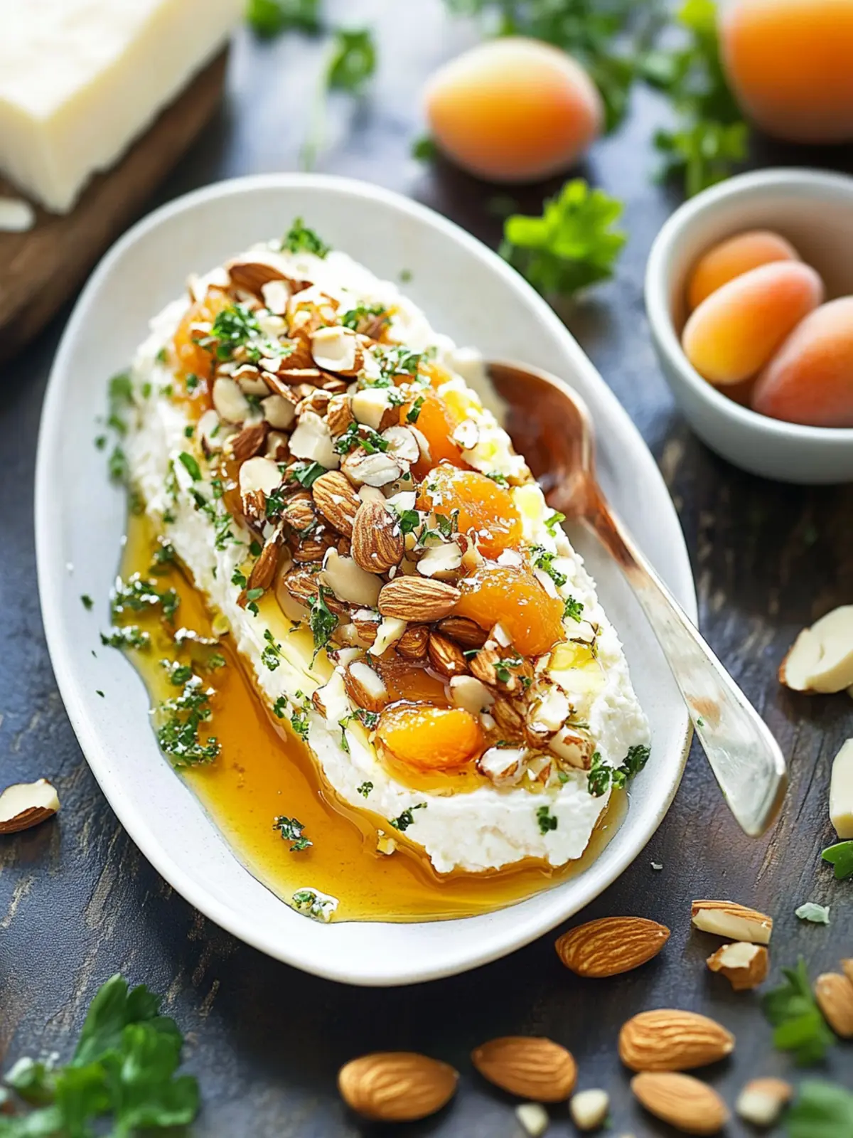 Goat Cheese Spread with Honey, Apricot, and Almonds