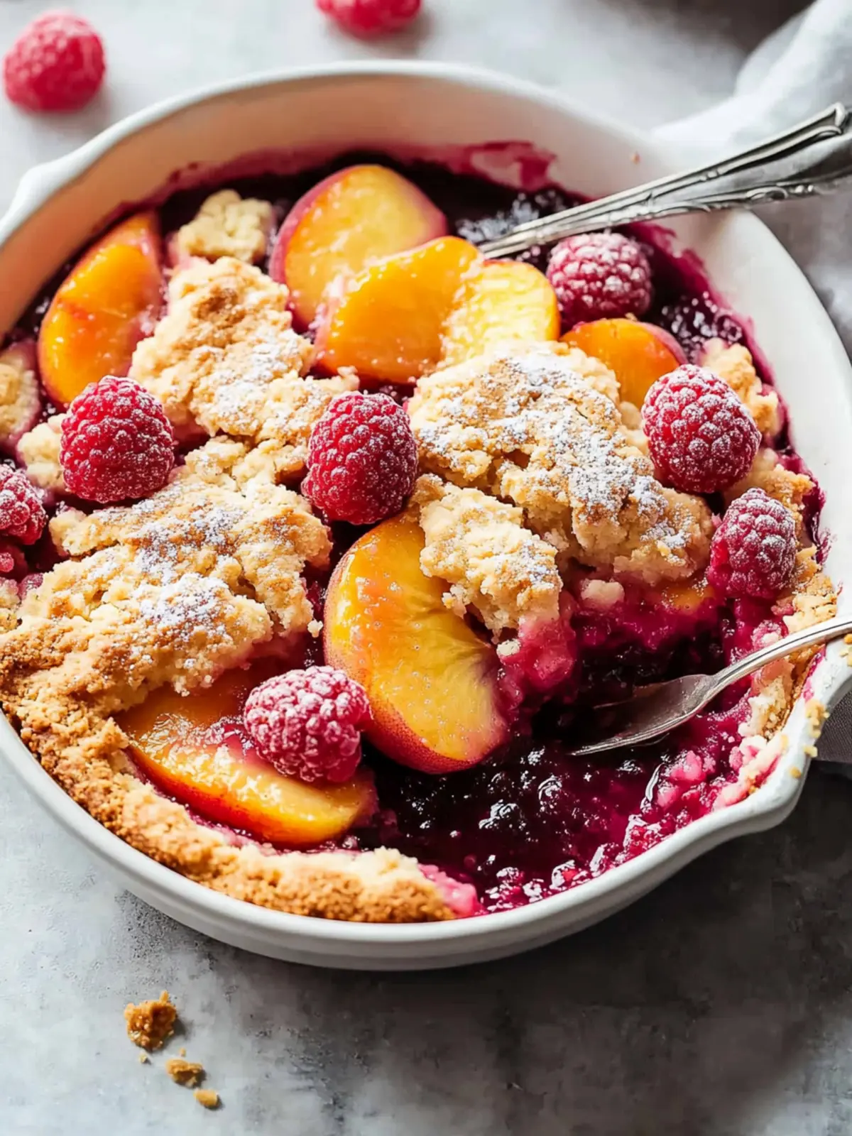 Easy Peach and Raspberry Cobbler