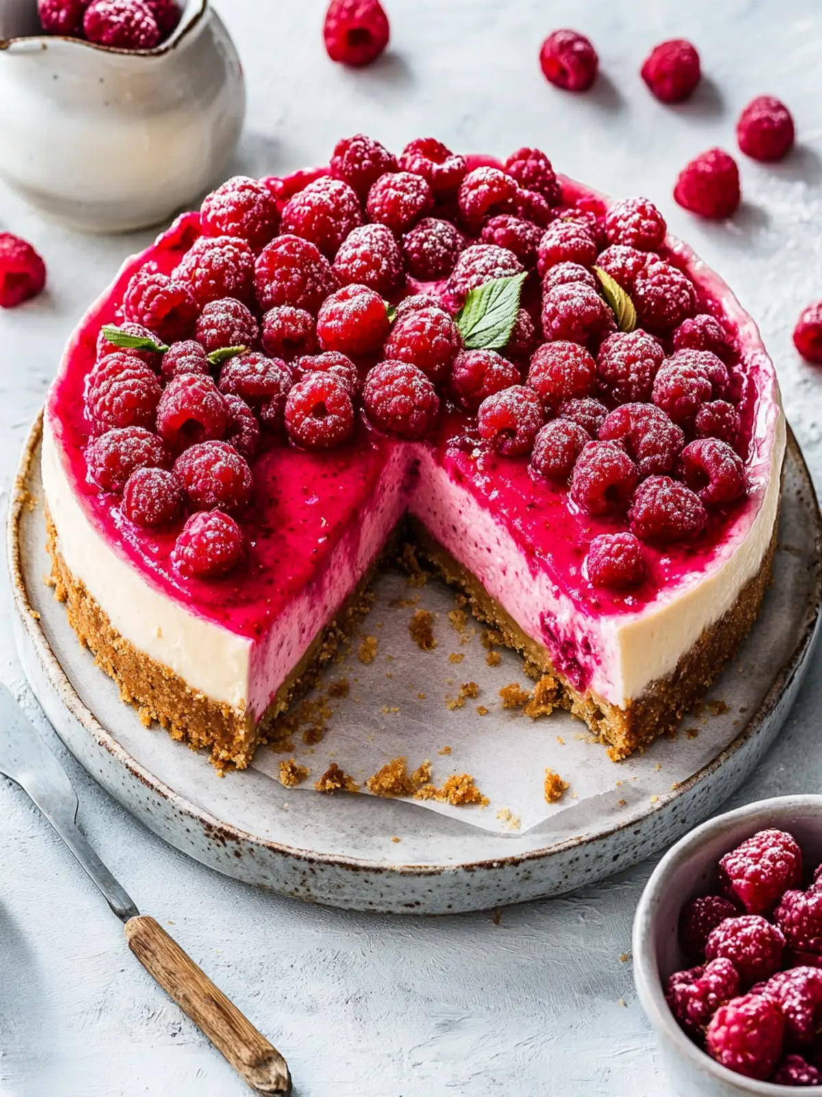Easy Baked Raspberry Cheesecake