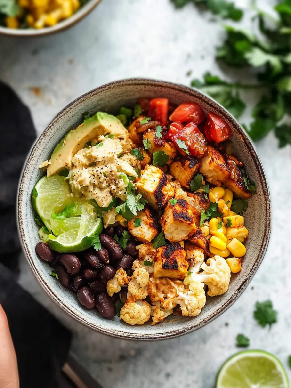 Vegetarian Roasted Cauliflower Burrito Bowl
