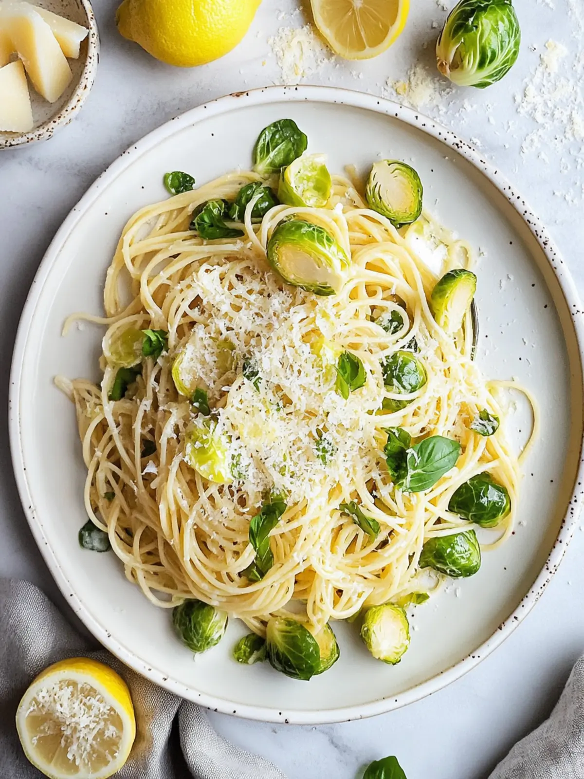 Lemon Parmesan Brussels Sprout Pasta